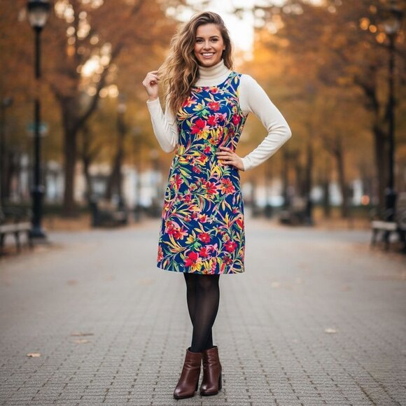 J.Crew Tropical Floral Bodycon Shift Dress Knee Length Sleeveless Multicolor 4 - Picture 2 of 12